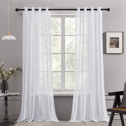 Set van 2 gordijnen - linnenlook - wit - 140 x 260 cm