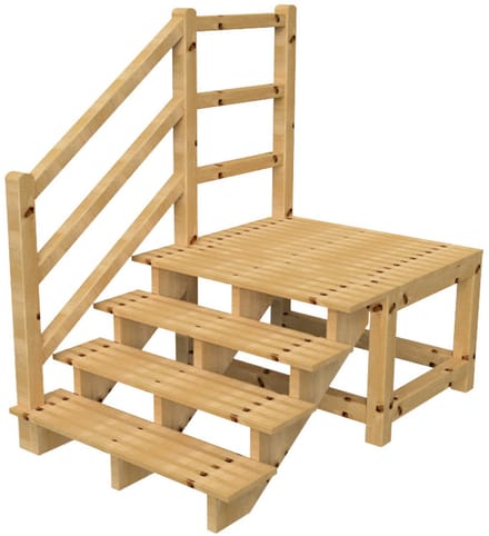 MILANO buitentrap 4 treden H71 cm - bordes L116 x B120 cm - trapleuning links - bordesleuning links
