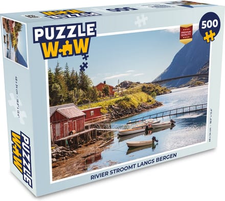 Puzzel Rivier stroomt langs bergen - Legpuzzel - Puzzel 500 stukjes