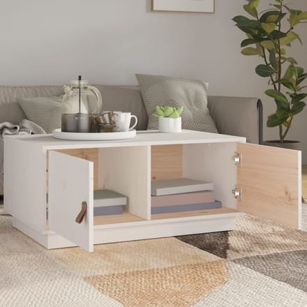 vidaXL - Salontafel - 80x50x35 - cm - massief - grenenhout - wit