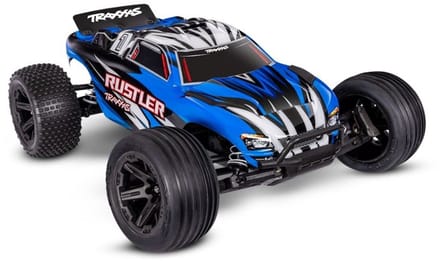 Traxxas Rustler 2wd Brushed incl battery en USB-C charger blauw