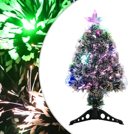 vidaXL - Kerstboom - met - LED - 64 - cm - glasvezel - groen - en - wit