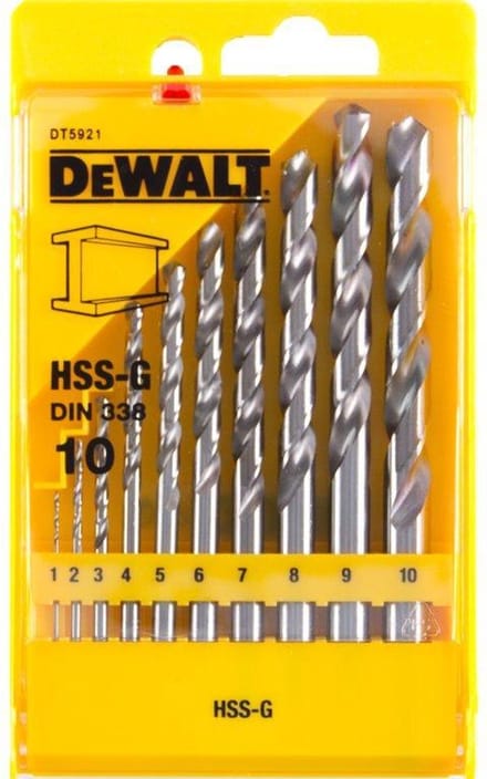 DeWALT 10-delige 1-10mm Metaalboor HSS-G in Cassette - DT5921
