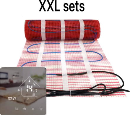 XXL complete elektrische vloerverwarming set 150 watt met 25A wifi thermostaat, 27 m²