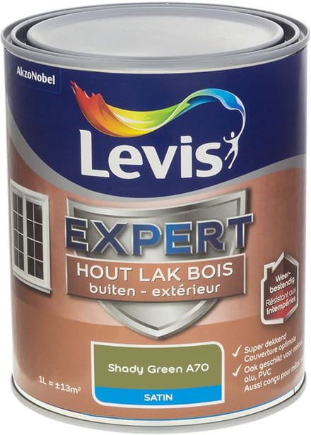 Levis - Expert Hout Lak Buiten Satin Mix - Shady Green A70 - Mengverf - 1 L
