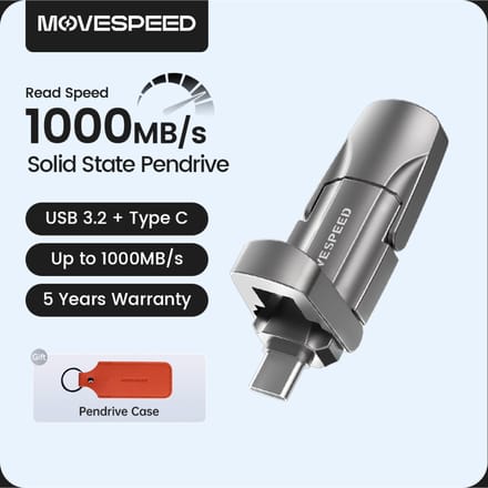 MOVESPEED 1000 MB/s Solid State Pen Drive USB3.2 Gen 2 Type C Flash Drive 1 TB 512 GB 256 GB 128 GB Pendrive voor PC Smartphone Tablet Gray