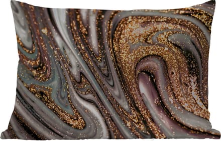 Buitenkussens - Marmerlook - Goud - Glitter - Luxe - Marmer - Wit - 60x40 cm - Weerbestendig