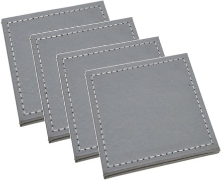 H&S Collection Glazen onderzetters - 8x stuks - grijs - kunstleder - 10 cm