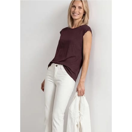 Shirt met afhangende schouders en gehaakte details