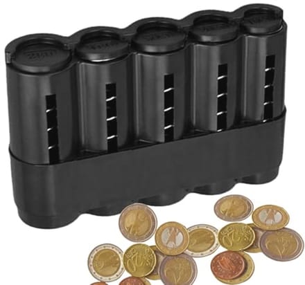 Zwarte Muntenbox voor Kleingeld - Opslag en Sorteerfunctie voor 5 Denominaties