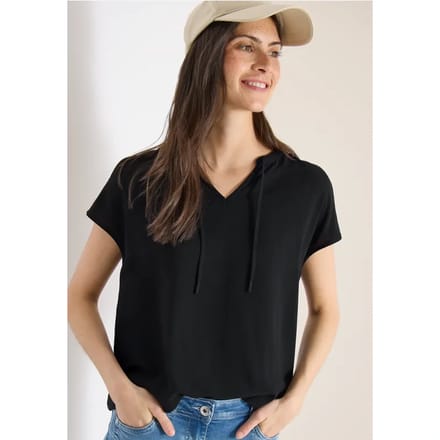 Blouse met korte mouwen en structuurmix