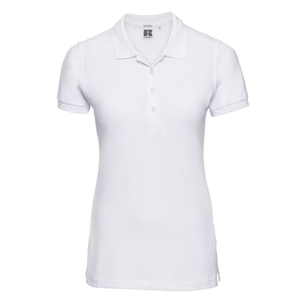Russell Dames/Dames Piqué Stretch Poloshirt (Wit)
