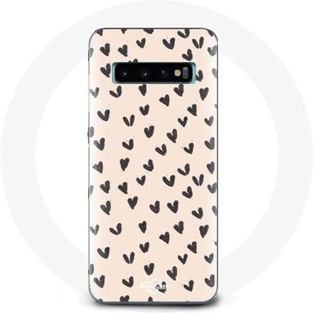 Hoesje voor Samsung Galaxy s10 edge Abstracte textuur achtergrond zwarte harten