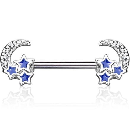 Tepelpiercing maan met sterren 1.6x14 - LMPiercings