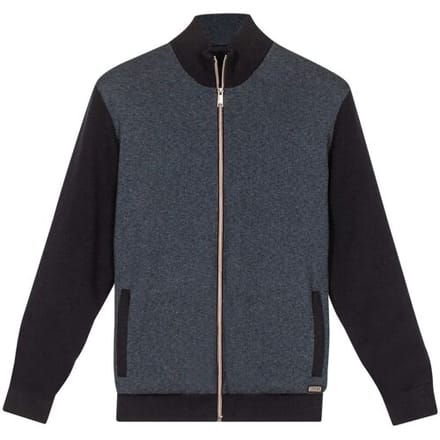 Baileys Vest Lined Cardigan Zip Fine Texture Pattern Cotton Cashmere Navy / male