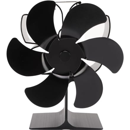 Warmte-aangedreven Kachelventilator 6 Bladen Openhaardventilator Thermische Kracht Hittebestendig Energiebesparend black