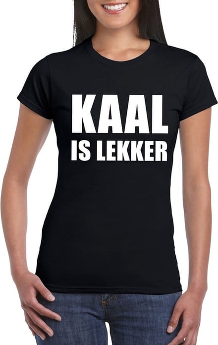 Zwart kaal is lekker t-shirt voor dames M