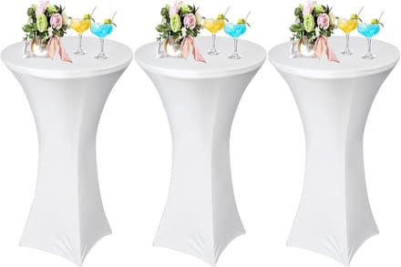 3 Stuks Cocktail Tafelhoezen Wit voor Staantafels 80x110cm