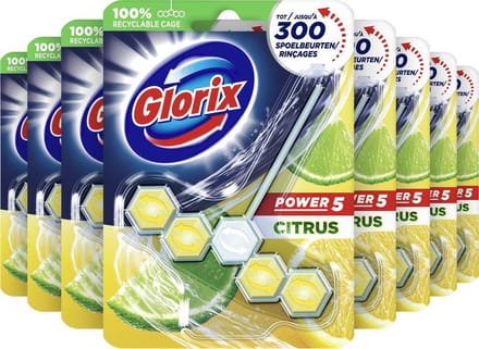 Glorix Power 5 WC Blokjes - Citroen - 9 stuks - Voordeelverpakking