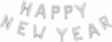 Folieballon Tekst 16" 'Happy New Year' Zilver