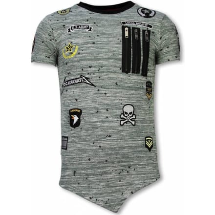 Longfit Asymmetric Embroidery - T-Shirt Patches - US Army - Groen