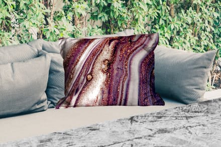 Buitenkussens - Marmer - Roze - Goud - Glitter - Marmerlook - 60x40 cm - Weerbestendig