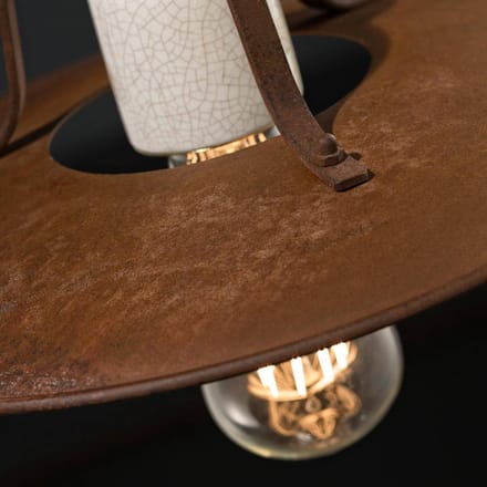 Ferroluce Rustieke wandlamp RICCARDO met wit keramiek