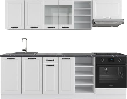 Vicco R-Line Complete keukeneenheid – 240 cm, WB Antraciet Wit landhuis/wit