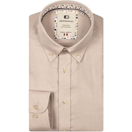 Giordano Overhemd Loretto Plain Dobby Texture Button Down Two-Ply Cotton Kitt / male