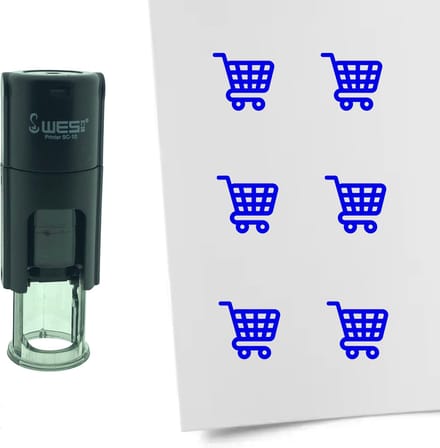 CombiCraft Stempel Winkelwagen 10mm rond - blauwe inkt