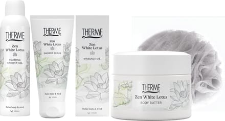 Therme Cadeauset Zen White Lotus Douche, Body & Puff