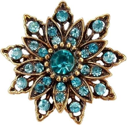 Fako Bijoux® - Broche - Ster Bloem Retro - 32x32mm - Blauw