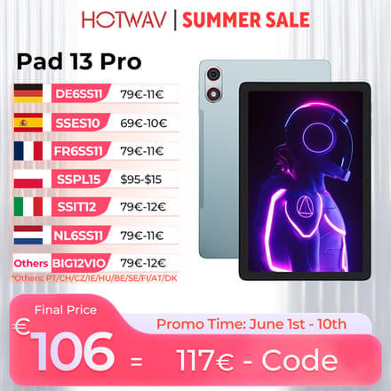 HOTWAV Pad 13 Pro Android 16 tablet 10,1 '' 120 Hz display Lichtgewicht ultradunne pad 4 GB 256 GB 6580 mAh 13 MP Octa-core tablet-pc