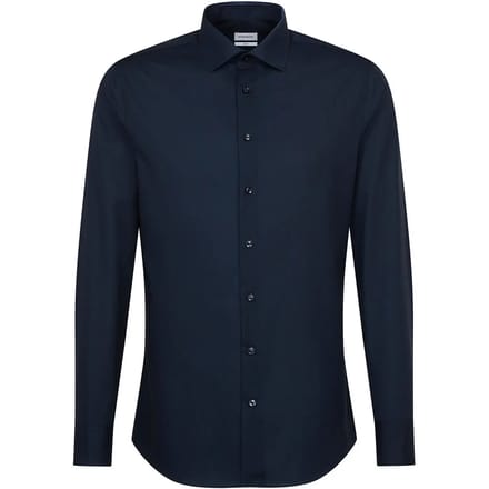 Seidensticker Slim Fit overhemd - donkerblauw - boordmaat 37