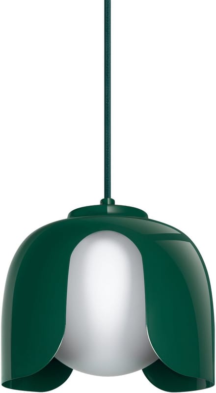 OSRAM DECOR Corolle Hanglamp, Groen Metaal Glas, E27 Versie, Textielkabel, 200mm, Retro stijl