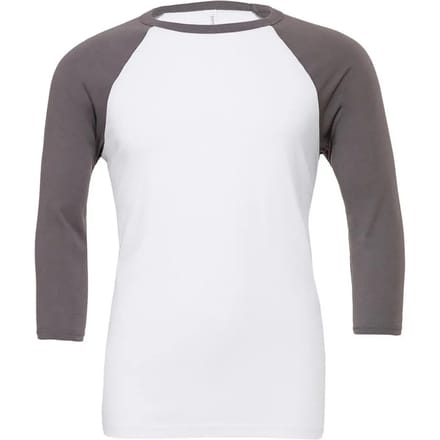 Bella+Canvas Unisex 3/4 Sleeve Baseball T-Shirt CV3200 - White/Deep Heather - M