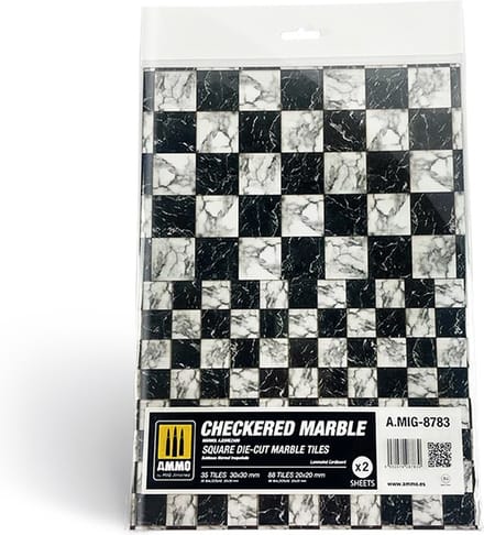 AMMO by Mig Jimenez Modelbouwpakket - MIG 8783 Marble Checkered - Square Die-cut Tiles - 2pcs Accessoires set - AMMO - Modelbouw