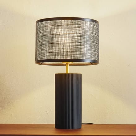 Lindby - Tafellamp - 1licht - Ijzer, glas - H: 43 cm - E27 - zwart