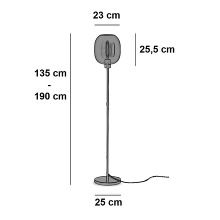 Highlight - Vloerlamp Bellini H 134-190 cm amber zwart