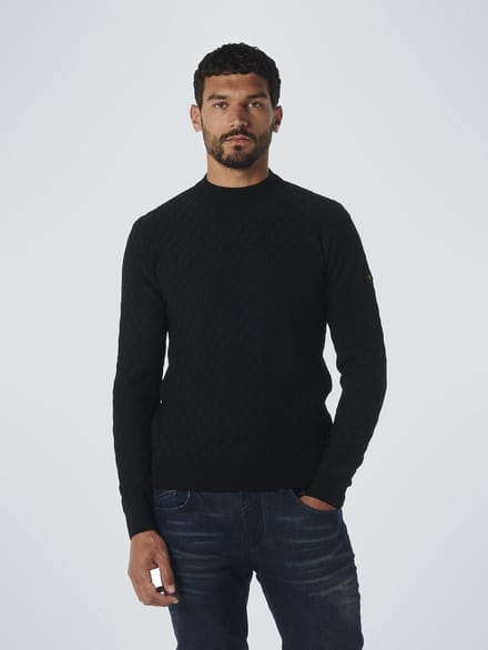 Pullover Ronde hals Jacquard Mix Gebreid Effen
