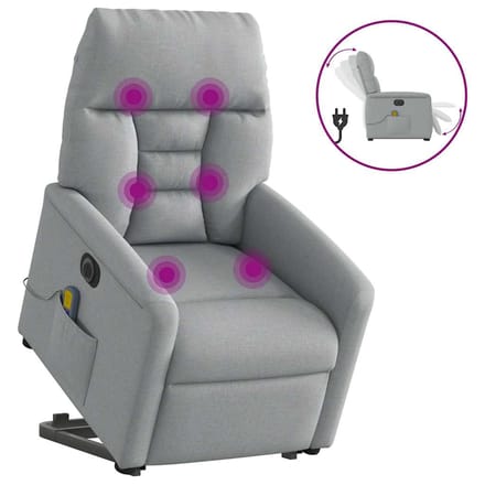 vidaXL - Sta-op-massagestoel - elektrisch - verstelbaar - stof - lichtgrijs