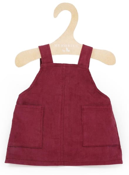 Asi poppenkleding tuinbroekjurk bordeaux - poppenoutfit polyester