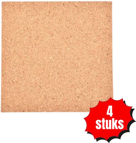 Flokoo Kurk Prikbord - 30x30 cm - Prikbord - Vierkant - Zelfklevend - 4 stuks