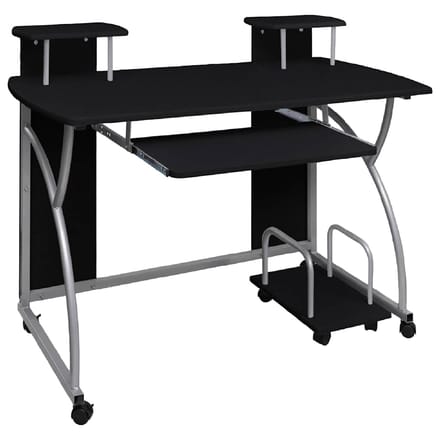 vidaXL - Computerbureau - 110x52x88,5 - cm - bewerkt - hout - zwart