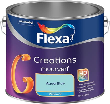 Flexa - Creations Muurverf Zijdemat - Aqua Blue - Mengverf - 2,5 L