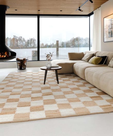 Jute vloerkleed - Patch naturel/wit 200x300