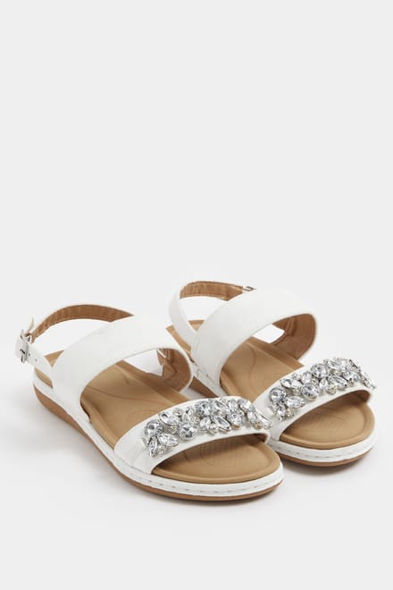 Yours Witte Sandalen Met Strasssteentjes In Extra Brede Eeepasvormsize 42EEE