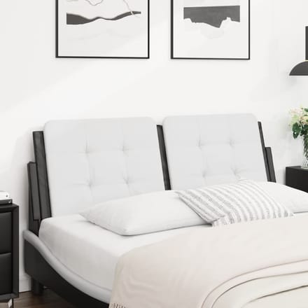 vidaXL - Hoofdbordkussen - "Zadar" - 137 - cm - kunstleer - wit - en - zwart