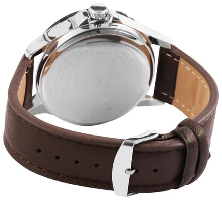 EXCELLANC Herenhorloge imitatieleer zilver van kleur, mineraalglas