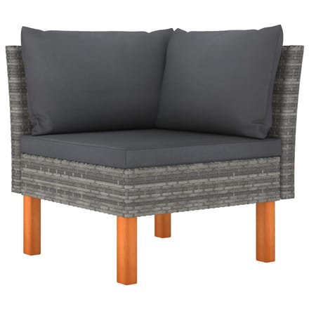 vidaXL - 3-delige - Loungeset - poly - rattan - en - massief - eucalyptushout
